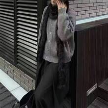 ニットカーディガン レーディス ハイネック スタンドカラー ニットセーター 女性用 秋冬 ルーズフィット リラックススタイル 厚手 ラペルトップス ボタンデザイン カジュアルスタイル ファッション - グレー - チェックする 2