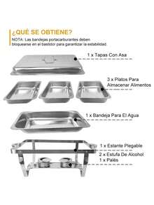 3 Packs Chafing Dish Buffet Set Stainless Steel Food - Plateado - Ver 2
