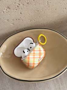 极简橙色条纹菱形图案 4/Pro 3/2 无线蓝牙耳机保护套，柔软全包设计，女士适用 - 彩色 - 查看 12