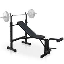 Banc de musculation, ensemble de banc de développé couché avec rack de squat et banc pour salle de gym à domicile, entraînement complet du corps - Noir - Voir 1