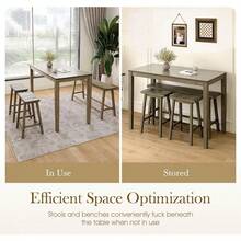 Sophia & William Dining Table Set For 4, Wooden Kitchen Table Set With Bench And 2 Chairs, Space-Saving Farmhouse Dining Sets,Rustic Caramel - Nâu khói - Xem 7