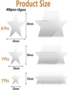 20 件星星亚克力镜面墙贴 3 种尺寸星星贴纸带粘性艺术贴花 3D 墙壁装饰适用于婴儿儿童卧室家居 DIY 装饰（银色星星）