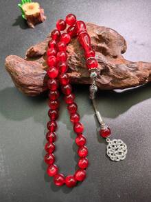 1 件 45 颗 10 毫米穆斯林祈祷珠手链，新款圆形珠子吊坠，经典款（黑色蓝色或棕色黑色可选），适合男女日常或节日佩戴 - 彩色 - 查看 20