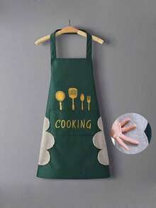 1PC Waterproof Oil-Proof Kitchen Apron, Adjustable Cooking Apron For Men And Women, Chef Apron With Side Towel, Baking Apron, Home Kitchen Apron, Adult Apron, Multiple Colors - Multicolor - View 4