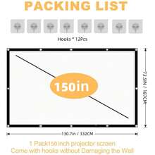 4K 72/100/120inch 3D Projection Screen, Projector Screen, Portable And Foldable High-Definition Anti-Wrinkle Projection Screen, Movie Projection Screen, 16:9 Indoor And Outdoor Dual-Sided Video Projection Screen, Suitable For All Models Of Projectors - Black and White - View 13