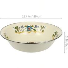 Vintage Mixing Bowl Enamel Bowl Vintage 2pcs Enamelware Salad Mixing Enamel Washing Basin Soup Basin Soup Round Serving Tray For Home