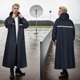 Fashion Raincoat Men Full Zip Raincoat Thickened Rain Coat Rain Coat For Men Rain Poncho High Quality Raincoat Extra-Length Hooded Design For Guaranteed Outdoor Rain Wear Rain Coat Waterproof Rain Jacket Hiking & Mountain Climbing Raincoat Cycling Traveling Climbing Breathable Rain Coat