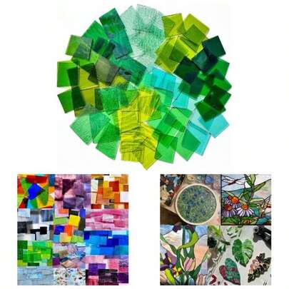 2.2lb Colorful Transparent Stained Glass Scraps, Irregular Stained Glass Sheets Making Projects, Tiles Pieces Crafts And Home Decor