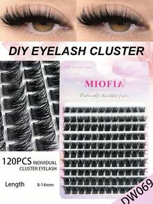 120 Clusters DIY Personal Eyelashes, Volume D Soft And Natural Artificial Eyelashes, Personal 8-14mm DIY Eyelash Extension, Making Eyelashes Thicker And Curled,Birthday, Party, Valentine's Day Gifts - Black - View 2