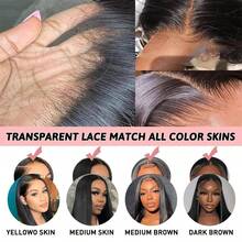 5x5 High Density Lace Front Wig, Brazilian Virgin Hair Blend, Pre-Plucked, Pre-Cut, 200% Density, Natural Black Straight, Glueless Wig, Women, 13x4 13x6 Brazilian Lace Front Wig, HD Lace Closure, Human Hair Frontal Wig, With Baby Hair, 8-34 Inch Lace Front Wig - Natural & Black - View 10