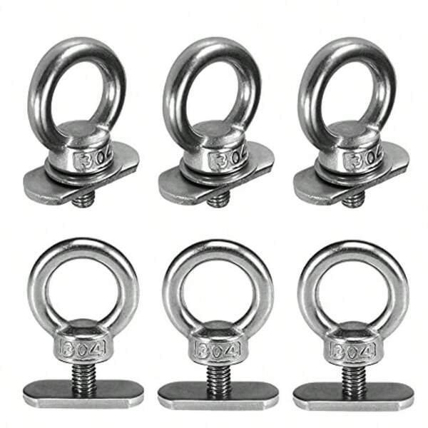 6 Packs Stainless Steel Kayak Track Mount Tie Down Eyelet Rail For Kayak Canoe Boat Bungee Cord Or Ropes
