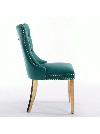 Furniture, Nikki Moderne Collection, High End Upholstered Solid Wood Contemporary Dining Stoel Chrome Stainless Steel Legs Nail Ornament, Set Of 2, Grijs Chrome, DE1701GY view 4