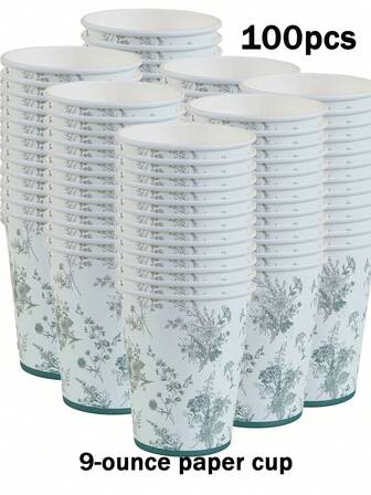 100/50/25/10 Disposable Paper Cups, 9-Ounce/230ml Paper Cups, Disposable Beverage Cups, Disposable Coffee Cups, Beverage Cups, Cold Drink Cups, Hot Drink Cups, Coffee Cups, Meal Cups, Holiday Party Supplies, As Well As Accessories For Birthday Parties, Weddings, Homes, And Offices