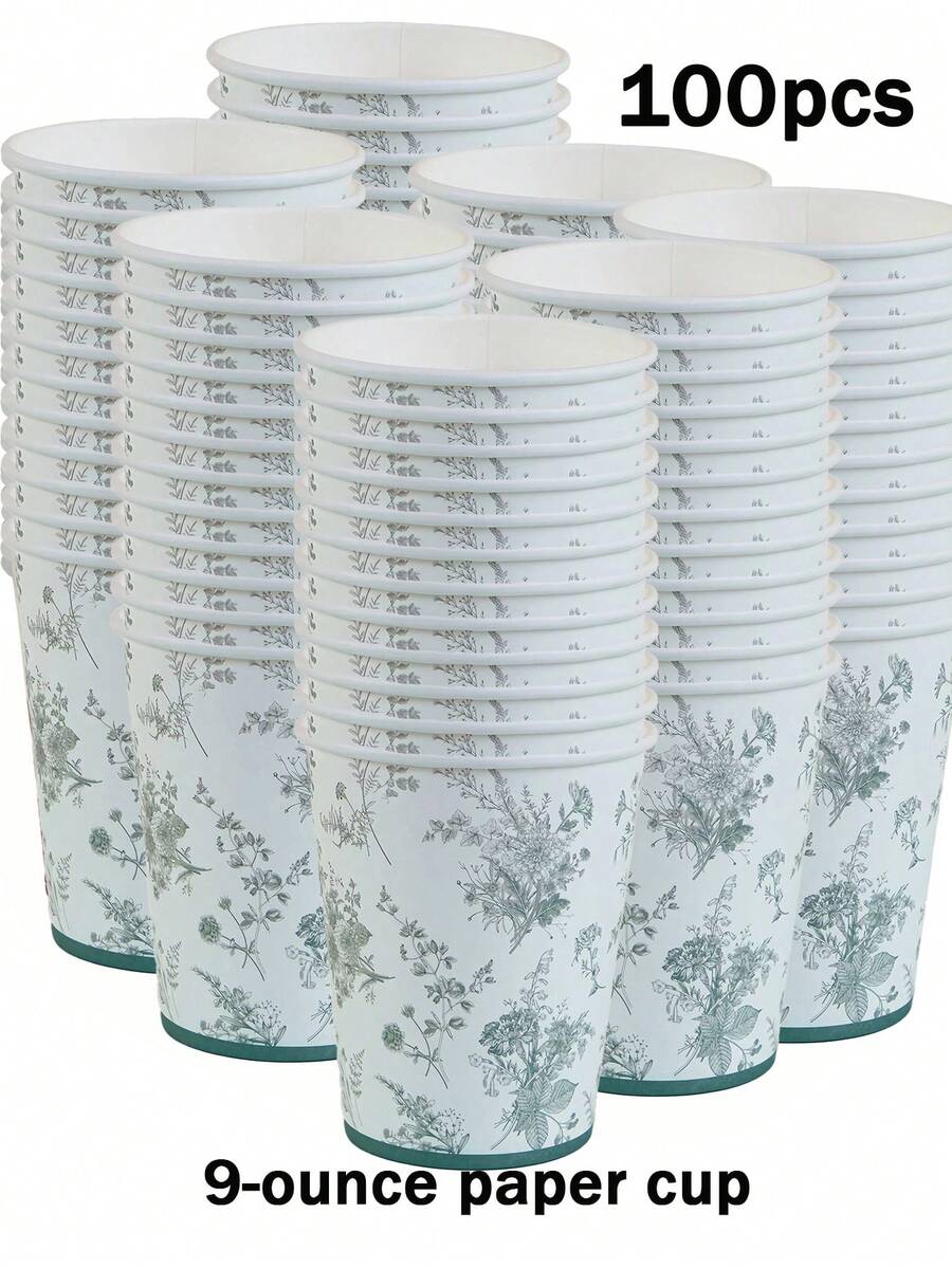 100/50/25/10 Disposable Paper Cups, 9-Ounce/230ml Paper Cups, Disposable Beverage Cups, Disposable Coffee Cups, Beverage Cups, Cold Drink Cups, Hot Drink Cups, Coffee Cups, Meal Cups, Holiday Party Supplies, As Well As Accessories For Birthday Parties, Weddings, Homes, And Offices - Multicolor - View 1