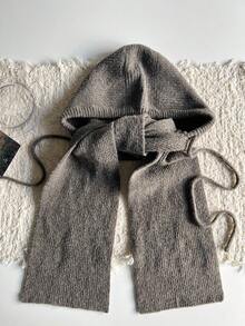 1 Peça Lenço de Tricô Sólido Fashionável Cinza/Azul/Preto/Branco, Gorro com Orelhas Quente de Outono/Inverno, Adequado para Passeios Diários, Compras, Viagens para Vestir, Praia, Feriados, Acessórios - Multicolorido - Visão 14