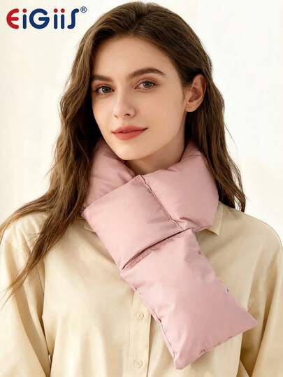 EIGIIS 1 pieza Bufanda acolchada para mujer, bufanda suave y ligera, cuello sólido para otoño e invierno al aire libre (90cm x 12cm)