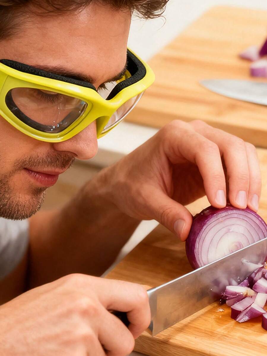 厨房切洋葱安全护目镜，防溅烹饪安全眼镜，男女通用防撕裂切洋葱护目镜，厨房烹饪烧烤清洁安全眼镜，无需用电，切洋葱护目镜，防溅烹饪护目镜，小型厨房安全工具 - 彩色 - 查看 1