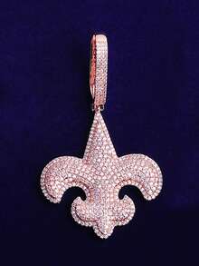 DUBSS 男士镶钻鸢尾花项链吊坠，5A级立方氧化锆镀金嘻哈饰品 - 花 - 查看 11