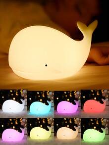 Silikonowa lampka nocna LED dla dzieci, wielokolorowe światło, kot, wieloryb, przenośna lampka nocna, idealny wielokolorowy prezent dla kobiet, niemowląt, dzieci, małych dzieci i nastolatek - RGB 7 kolorów - Zobacz 4