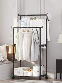 1 Stück Einzel-/Doppelstangen Kleiderständer, platzsparend mit Metallrahmen, geeignet für Schlafzimmer, Balkon, vielseitig zum Trocknen, Lagern und Organisieren von Kleidung, höhenverstellbar, freistehende tragbare Ausführung für kleine Wohnungen, Eingangsbereich, Waschküche, Schrankerweiterung, Geschenk für Hausbesitzer, Studentenwohnheim-Grundausstattung, bereit für Halloween, Thanksgiving, Weihnachten, kompakt faltbar für einfache Lagerung und Transport, modernes minimalistisches Design zur Maximierung des Stauraums und Verbesserung der Organisation. - Verschiedenfarbig - Übersicht 8