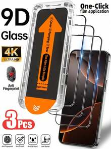 Yezodawee 3 عبوات حامي شاشة زجاج مقسى واضح عالي الدقة مع طقم التركيب والمحاذاة التلقائية متوافق مع 17 برو ماكس/17 برو/17 إير/17/16 برو ماكس/16 برو/16 بلس/16E/16/15 برو ماكس/14 برو ماكس/13 ميني/12/11 السلسلة، تغطية كاملة، مضاد للبصمات، مضاد للسقوط، مضاد للخدش، زجاج مقسى بصلابة 9H مقاوم للتحطم