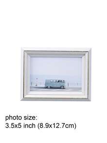 1pc Minimalist 5/6 Inch White & Blue Plastic Photo Frame, Suitable For Bedroom, Living Room, Wall Mounting Or Tabletop Display - Multicolor - View 12