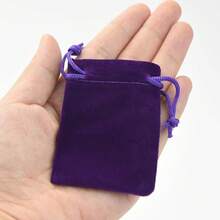 2025Nydotd 100pcs 2 X 2.8 Inch Black Velvet Cloth Jewelry Pouches Velvet Drawstring Bags Christmas Candy Gift Bag Pouch For Wedding Favors Gifts, Event Supplies Party Favors - 紫色 - 查看 3