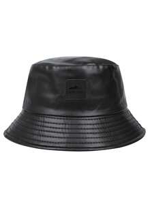 1pc PU Leather Brim Bucket Hat, Casual Outdoor Hat For Spring & Autumn,Festival,Travel - NEW YORK - View 2