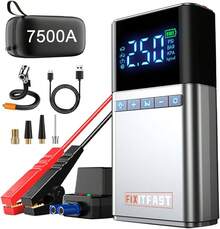 Arrancador de Batería de Auto Portátil 7500A, con Compresor de Aire 150 PSI, Linterna LED y Carga Rápida USB, para Vehículos SUV, Motos y más, Batería Externa y Emergencias - 1 - Ver 6