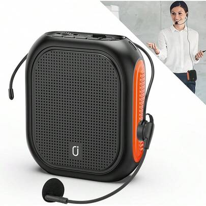 JYX amplificador de voz para el profesor con auriculares con micrófono con cable y la cintura, recargable sistema PA Soporte MP3, AUX in, REC para la enseñanza, reunión, presentación