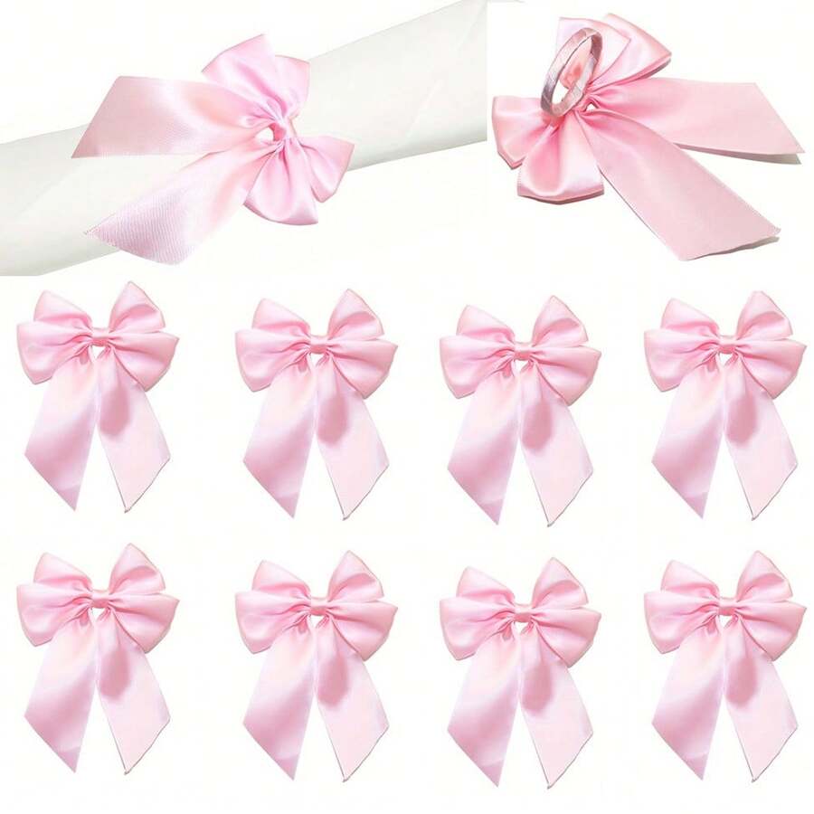 1 unidade/2 unidades/4 unidades de prendedor de guardanapo de mesa com laço rosa de fita de seda, feito à mão, ideal para o Dia dos Namorados, casamentos, aniversários e decoração de mesas.