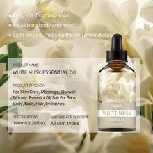 Hllozzi NIVAVIN 30毫升/60毫升/100毫升纯白麝香精油，持久淡雅的香气。适用于面部保湿、头发、皮肤、身体护理、香水制作、芳香疗法、按摩、护肤。 - NIVAVIN白麝香 - 查看 10