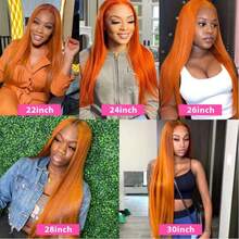 34 Inch 13x4 Lace Front Wigs Human Blended Hair Pre Plucked With Baby Hair 200% Density Straight HD Transparent Lace Frontal Wigs Human Blended Hair For Women Glueless Wigs Human Blended Hair Natural Black Color