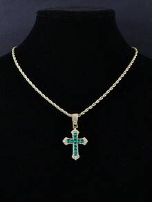 1pc Fashionable Hip-Hop Multi-Color Rhinestone Cross Pendant Necklace, Suitable For Women's Gatherings, Parties, Couples' Personalized Hip-Hop Fashion Jewelry - Dopamine Cross Pendant Necklace - View 4
