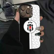 1PC Funda de Teléfono B-Besiktas B-BJK Carcasa IMD color plata para 17 16 15 14 13 12 11 Pro Max Plus Anticaída Parachoques Duro - Z4 - Ver 12