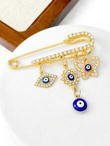 Rhinestone Devil's Eye Brooch With Gratitude Card Elegant Deep Blue Eye Brooch, Suitable For Waist Sweaters, Luxury Accessory - Multicolor - View 12
