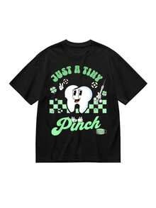 Camiseta casual holgada de algodón, camiseta Just A Tiny Pinch Dental Dentist para el Día de San Patricio, unisex - Pascua,  de Navidad, Día de San Valentín, Carnaval, regalos del Día de San Patricio para padres, amigos, familia y compañeros de trabajo, tela suave y transpirable, se puede usar en todas las estaciones sin preocuparse por la forma del cuerpo. - Negro - Ver 7