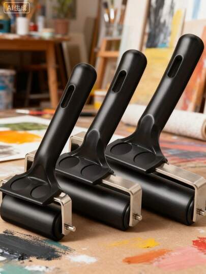 Set 3 perii cu rolă de cauciuc - durabile și robuste, reutilizabile, cu design ergonomic, disponibile în mai multe dimensiuni (2,2 inci/3,9 inci/5,9 inci). Potrivite pentru imprimare, acoperire, gravare și tapetare. Ideale pentru tampoane de imprimare, ștampile pentru artizanat și pictură. Perfecte pentru uz casnic, în interior și în exterior, pereți de bucătărie, dormitoare, pictură, picturi murale, unelte de lucru, unelte DIY, cadouri de Crăciun și cadouri pentru bărbați.