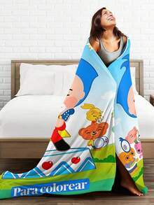 Plim Plim Blanket Luxury Anime Flannel Blanket - Ultra Soft Cartoon Print, The Perfect Gift For Any Occasion, Christmas, Birthday, For Home, Camping & Travel Use - 黑色 - 查看 5