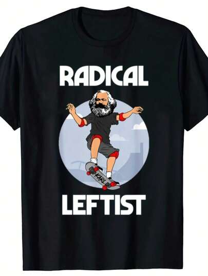 Karl Marx Skateboard Radical Left Fun Marxist Tee Tops Round Neck Short-Sleeve Fashion Tshirt Clothing Casual Basic T-Shirts