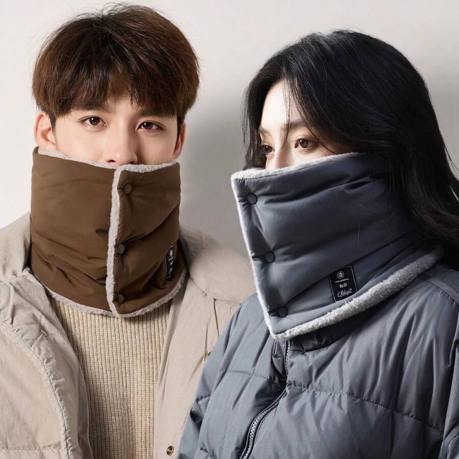 时尚加厚羽绒棉保暖围脖，男女户外保暖防寒领巾，多功能颈套