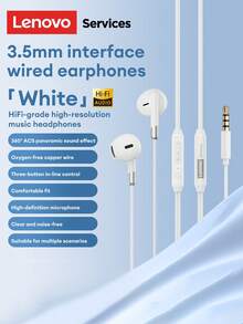 Tai nghe nhét tai có dây Lenovo Y106, Trình điều khiển động lớn Chất lượng âm thanh HIFI, Giao diện 3,5 mm hoặc Type-C, Micrô độ nét cao để gọi điện, Đeo thoải mái, Tai nghe có dây 1,2m tương thích với điện thoại thông minh, máy tính, máy chơi game - trắng - Xem 13