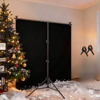  NEWKS 6.5 Feet X 6.5 Feet/2 Meters X 2 Meters (Width X Height) Photography Stand, Adjustable T-Shaped Stand, Suitable For Weddings, Birthday Parties, Christmas Background Decoration, Photography Studios, Etc., With 2 Spring Clips, 1 Handbag, And Black Background Cloth