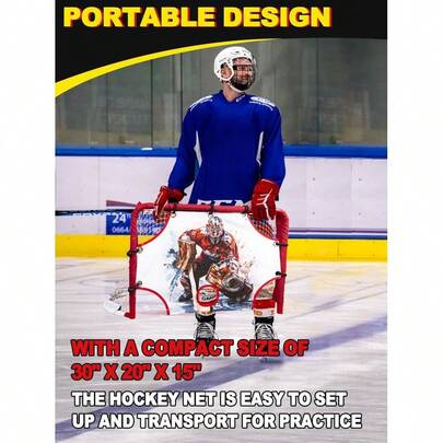 Mini Steel Hockey Net With Shooter Tutor, 30&Quot; X 20&Quot; Heavy Duty Hockey Goal For Kids