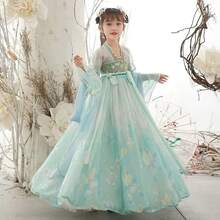 Summer Tang Girls Dresses Cosplay Perform Baby Hanfu Vestidos Party Long Chinese Dress Girl Costume Kids Clothes Children Outfit - 2號綠色蝴蝶 - 查看 12