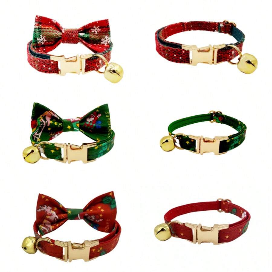 Cute Pet Christmas Plaid Print Zinc Alloy Cat Collar, Cat Collar Bow Tie Set, Soft Velvet Cat Collar With Bell, Handmade Mini Cat Collar With Metal Buckle, Cat Collar With Bow Tie And Bell