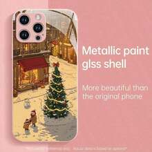 Funda navideña para phone 17 Pro Max. Funda de cristal templado con temática navideña compatible con phone 17, 16, 15, 14, 13, 12, 11 Pro Plus. Cuenta con orificios precisos y es resistente a golpes y caídas. - Blanco - Ver 5