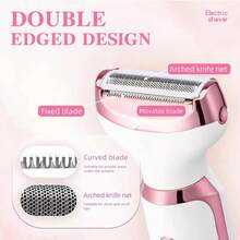 [Perfect Gift For Women] 4in1 Women's Electric Hair Remover Multifunctional Women's Electric Shaver Trimmer Set Bikini Line Trimmer For Women USB Rechargeable For Eyebrows, Nose, Face Legs Hair Removal Portable Gentle , Mother's Day Gifts,Great For Halloween, Christmas Gifts,Valentine's Day Gift - 粉色 - 查看 4
