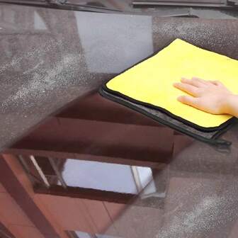 11.8" Square Microfiber Towel, Super Soft For Kitchen, Outdoor Grilling, Car Washing & Detailing, Dark Gray & Yellow