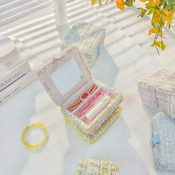 Jewelry Pillow Jacquard Jewelry Box Large Capacity Retro Portable Mini Double Layer Child and Mother Premium Storage Box